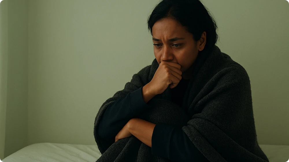 A woman crying alone, capturing the emotional intensity of BPD