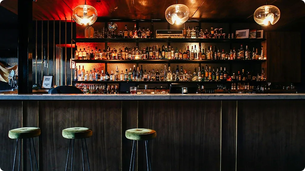 Interior of an empty bar, symbolising a licensed pub before opening hours