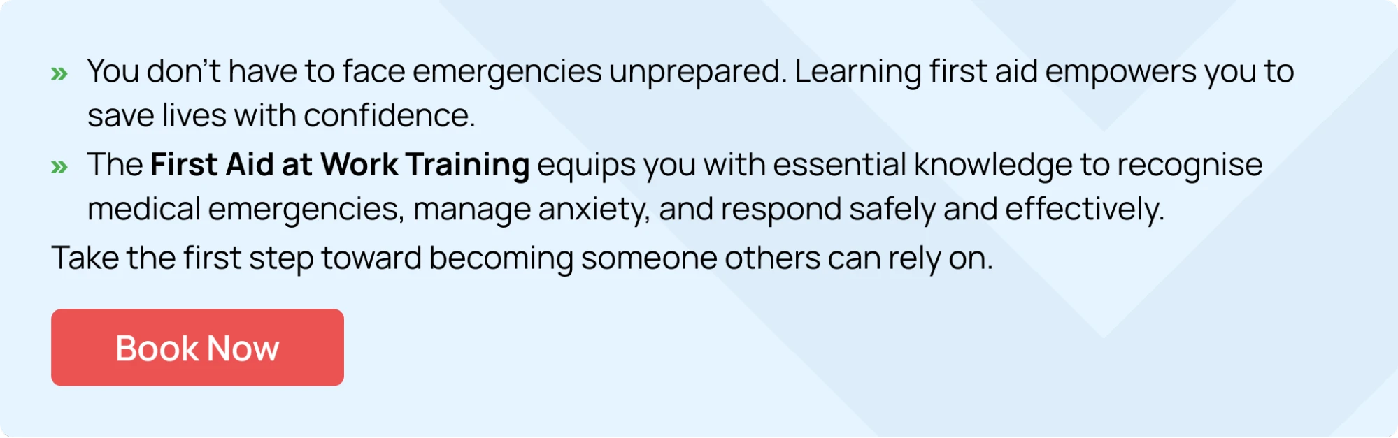 Hurak’s Banner Promoting First Aid At Work Training Course.