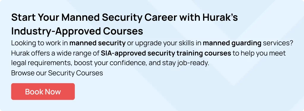 Banner showing Hurak's manned security courses for UK guards