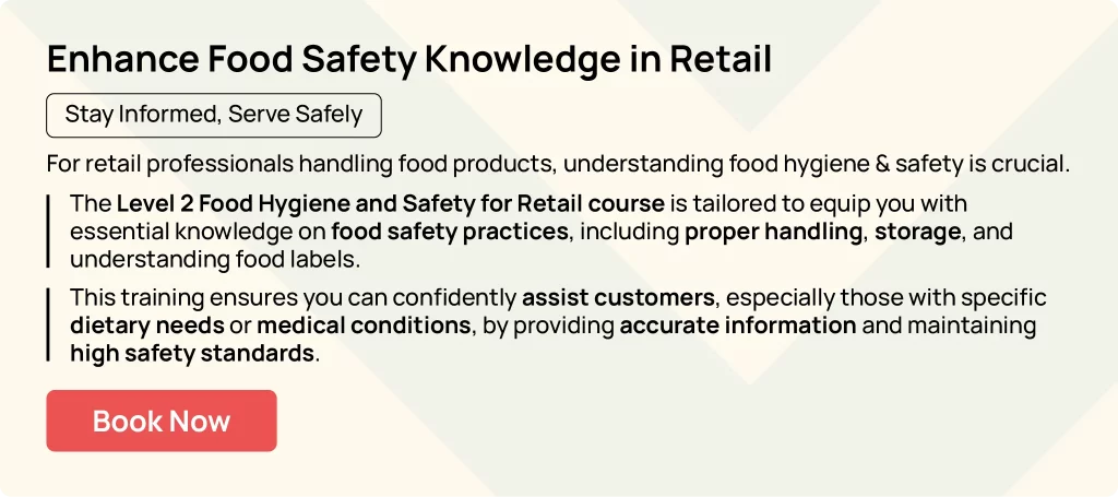 Retail worker learning food hygiene practices from hurak's Level 2 Food Safety course