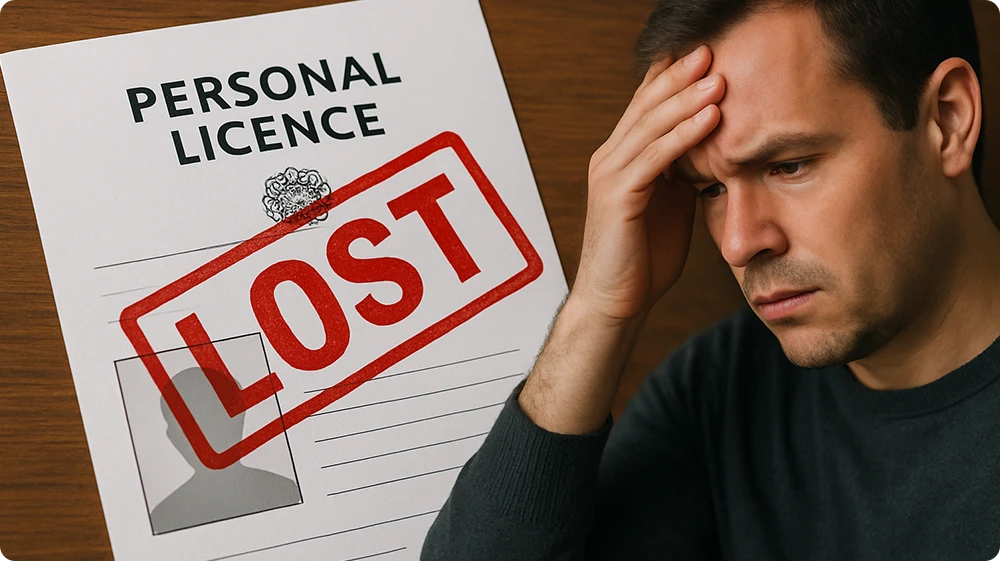 Worried person who has lost his personal licence, wondering how to get a replacement