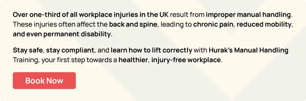Hurak banner promoting manual handling course training to prevent spinal injuries and workplace accidents