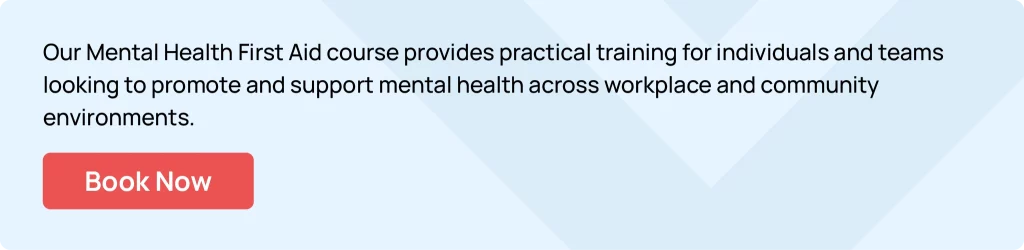 Banner promoting Mental Health First Aid (MHFA) course for individuals and organisations to support mental well-being.