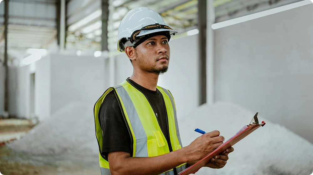 Construction supervisor overseeing work on-site, ensuring quality and safety