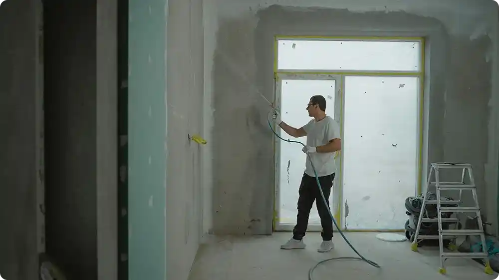 Professional decorator using a spray gun: Painting and decorating course NVQ by Hurak