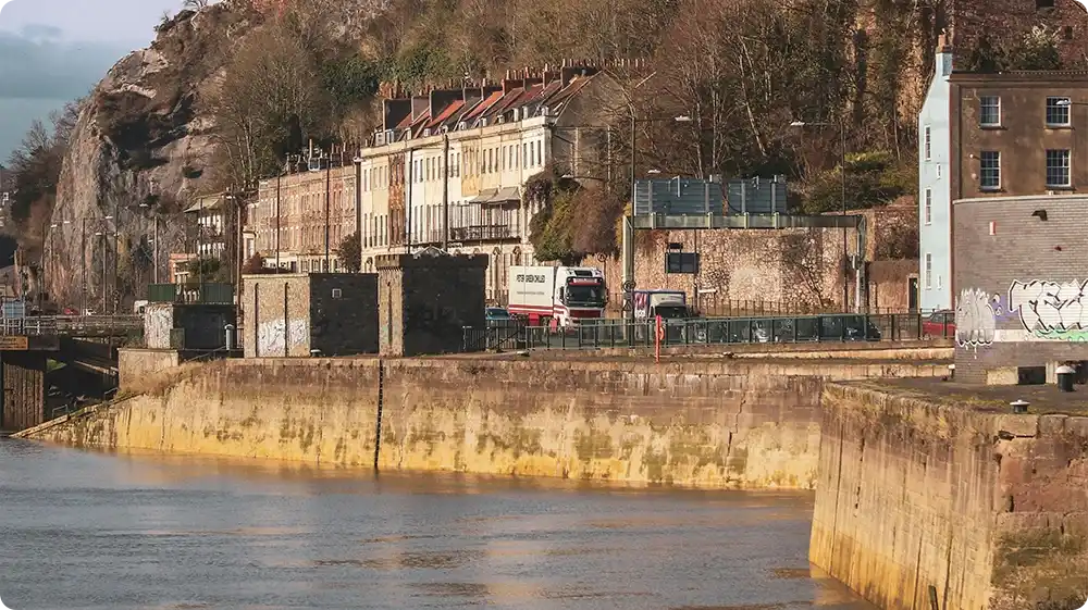 Clifton Suspension Bridge overlooking one of the rough areas of Bristol, highlighting high Bristol crime rate and areas to avoid