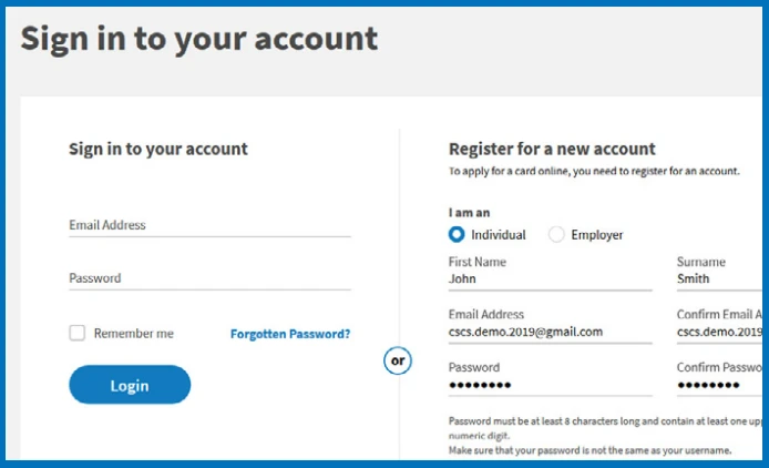 Sign into your account for CSCS Card Renewal 