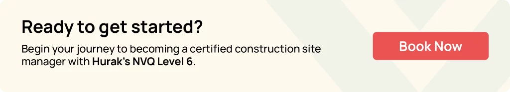 Call-to-action encouraging construction professionals to begin NVQ Level 6 and qualify for the Black CSCS Card with Hurak