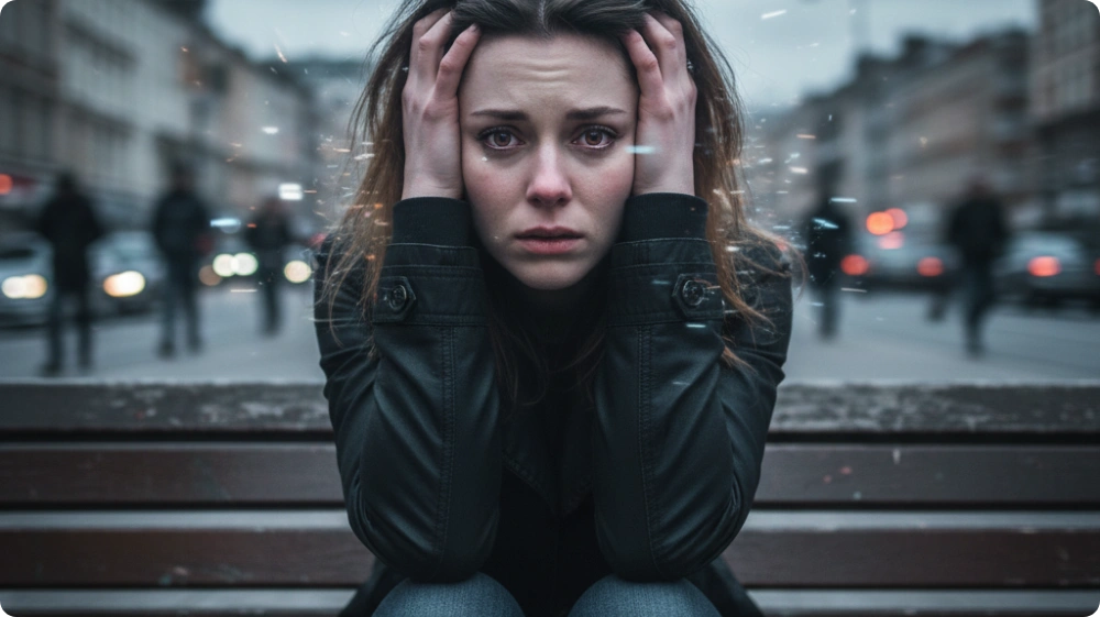A woman suffering or struggling with mental illness.