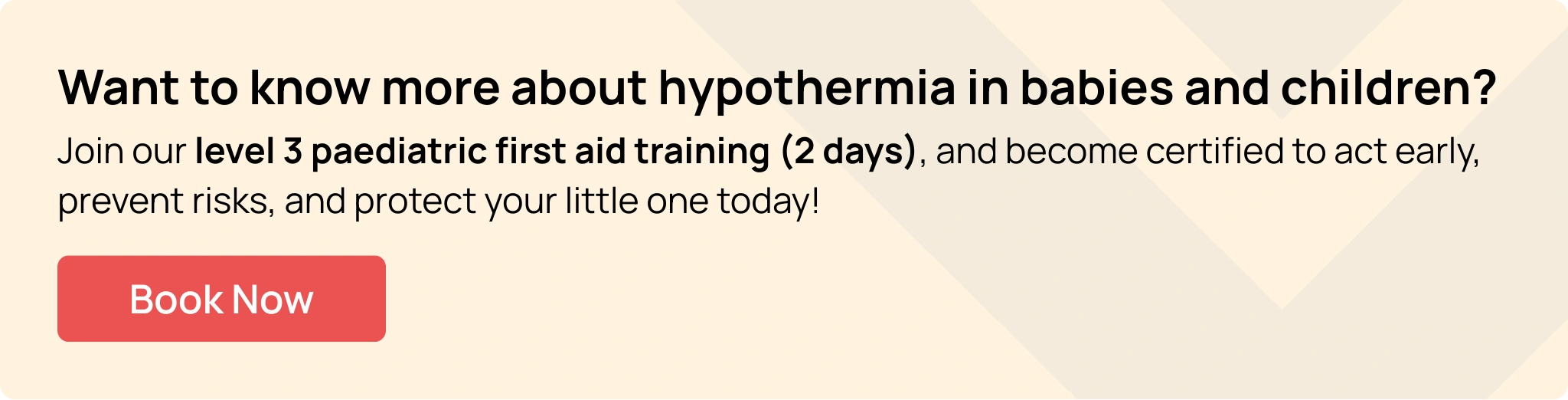 Hurak banner promoting paediatric first aid training and first aid at work course to learn about hypothermia in babies and life-saving techniques