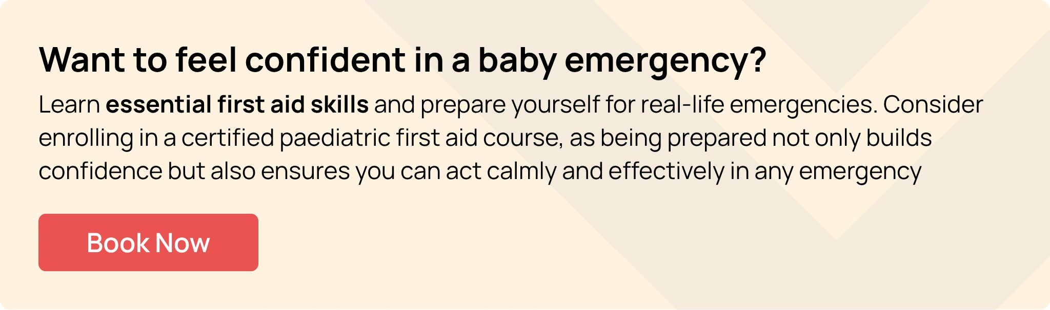 Hurak banner promoting a paediatric first aid course to learn more about basic life-saving skills.