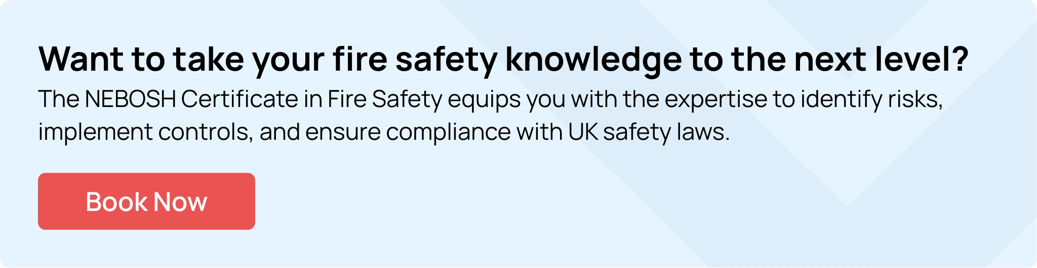 NEBOSH Certificate in Fire Safety training banner promoting professional fire risk management course