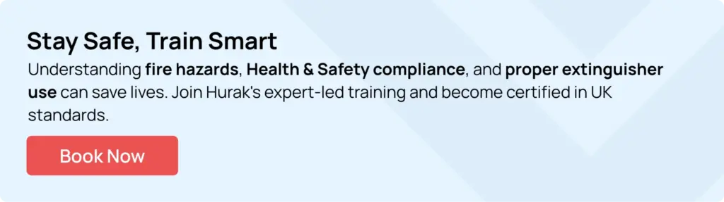 Hurak banner promoting expert-led UK Fire Safety Regulations training. Enrol now to stay compliant and ensure workplace safety.