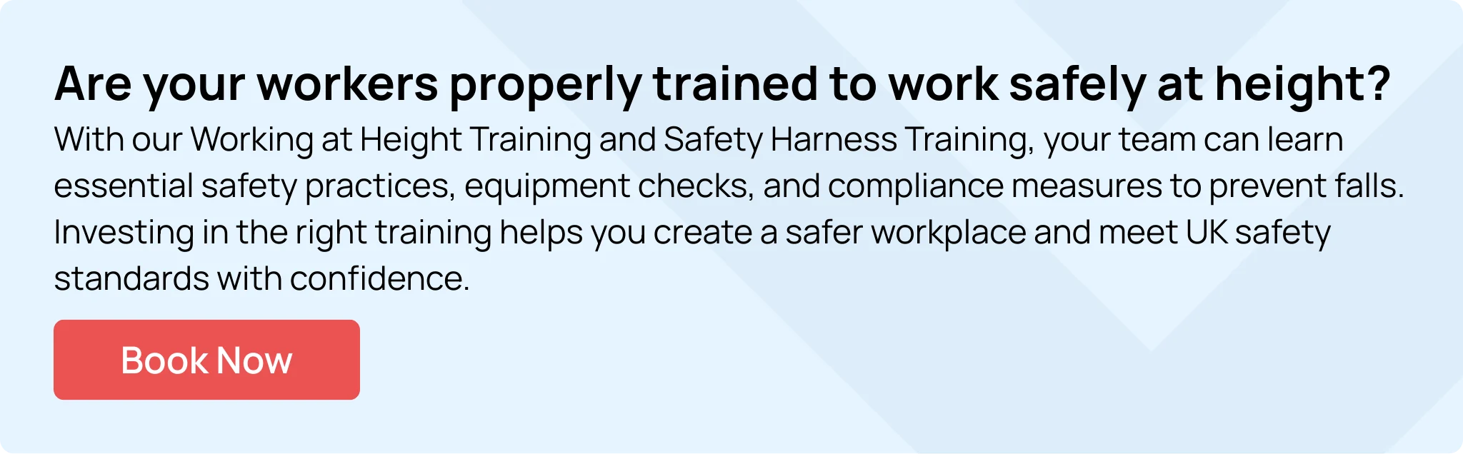 hurak banner promoting working at height training course and safety harness training on a UK construction site