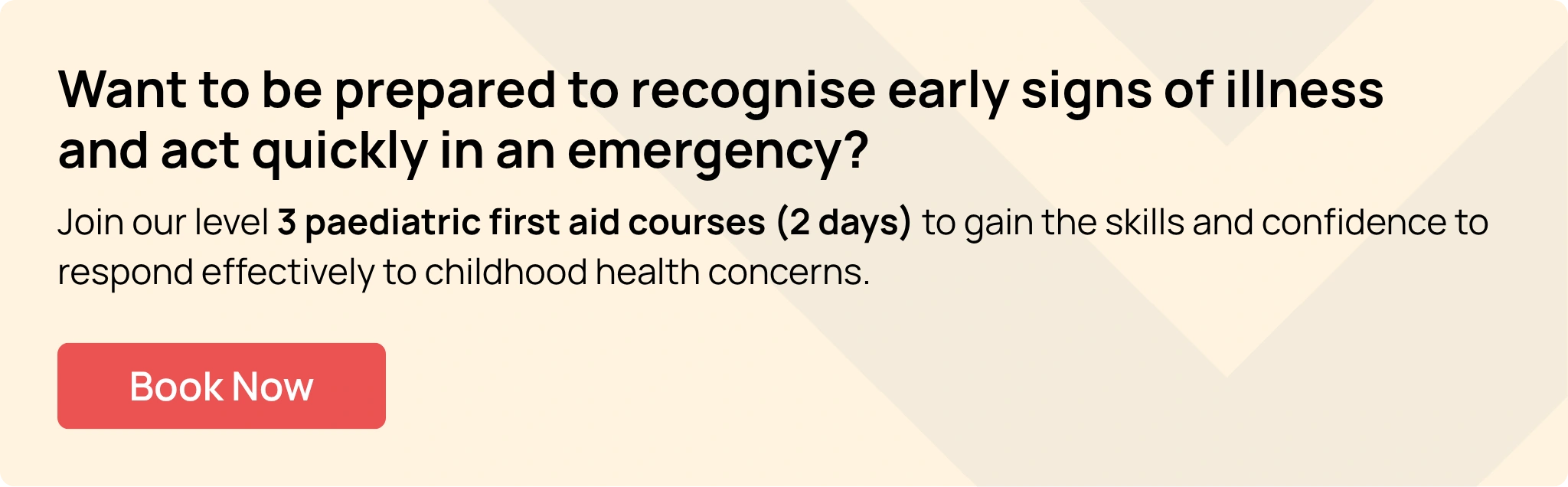 Hurak banner promoting the Level 3 Paediatric First Aid course to help parents learn how to respond to childhood illnesses like mumps and other emergencies