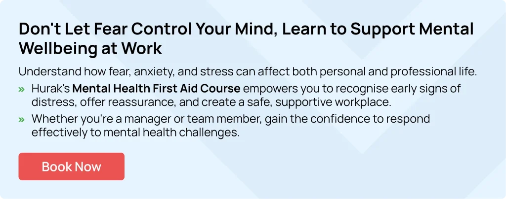 Workplace mental health awareness banner promoting Mental Health First Aid course by Hurak