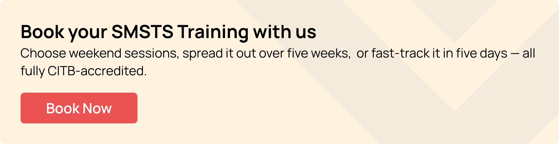 CTA banner promoting SMSTS Refresher Course, a one-day fast-track, all CITB-accredited