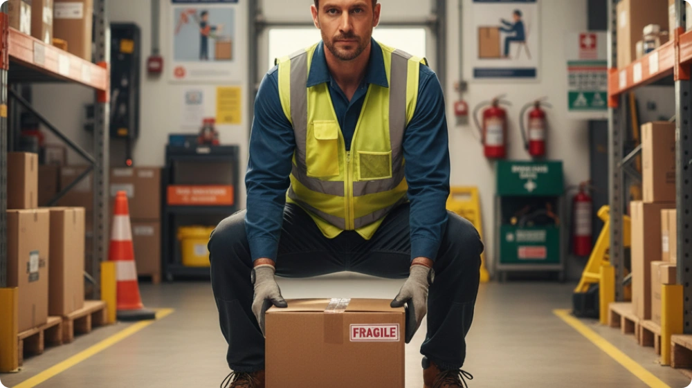 Worker applying the TILE framework for safe lifting