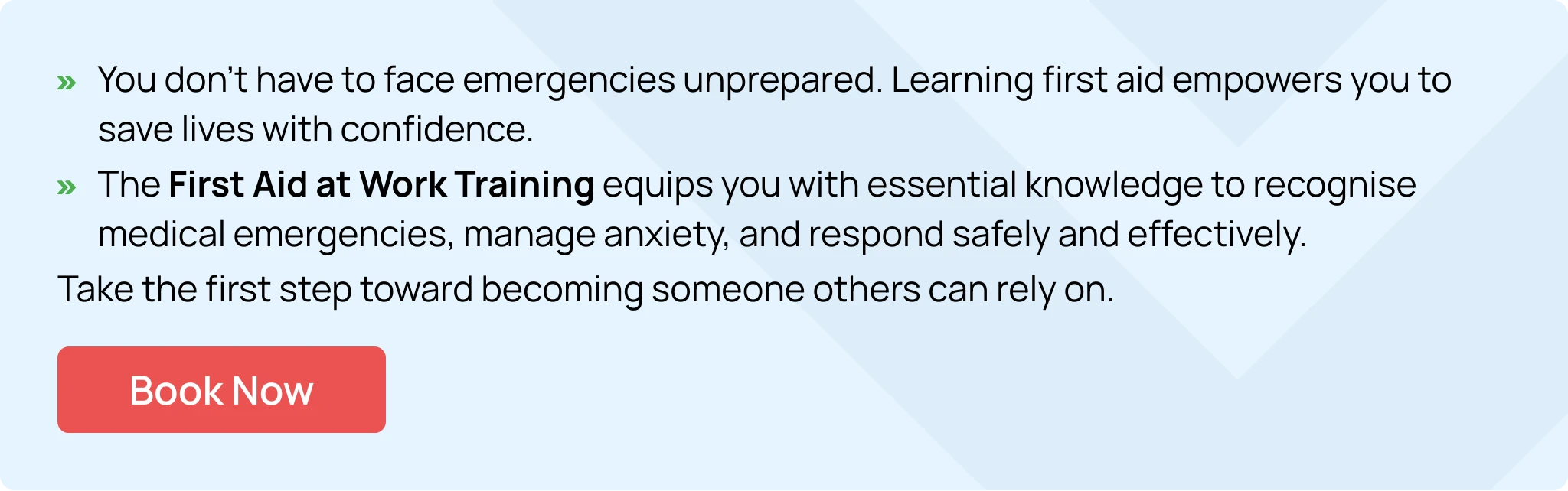 Hurak’s Banner Promoting First Aid At Work Training Course.